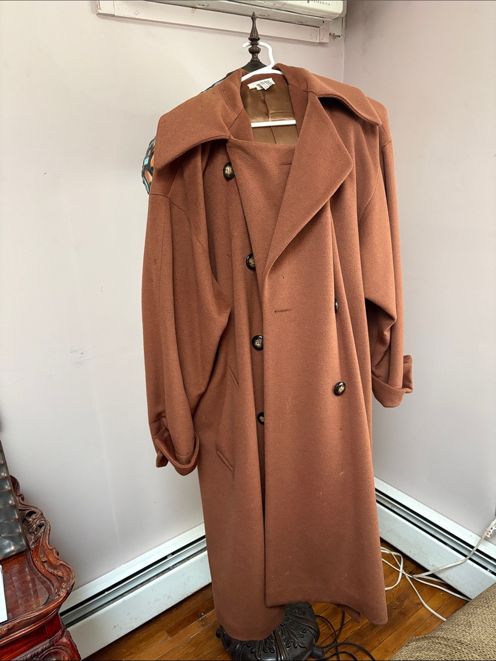 Oversized Double-Breasted Trench Coat in Burnt Copper